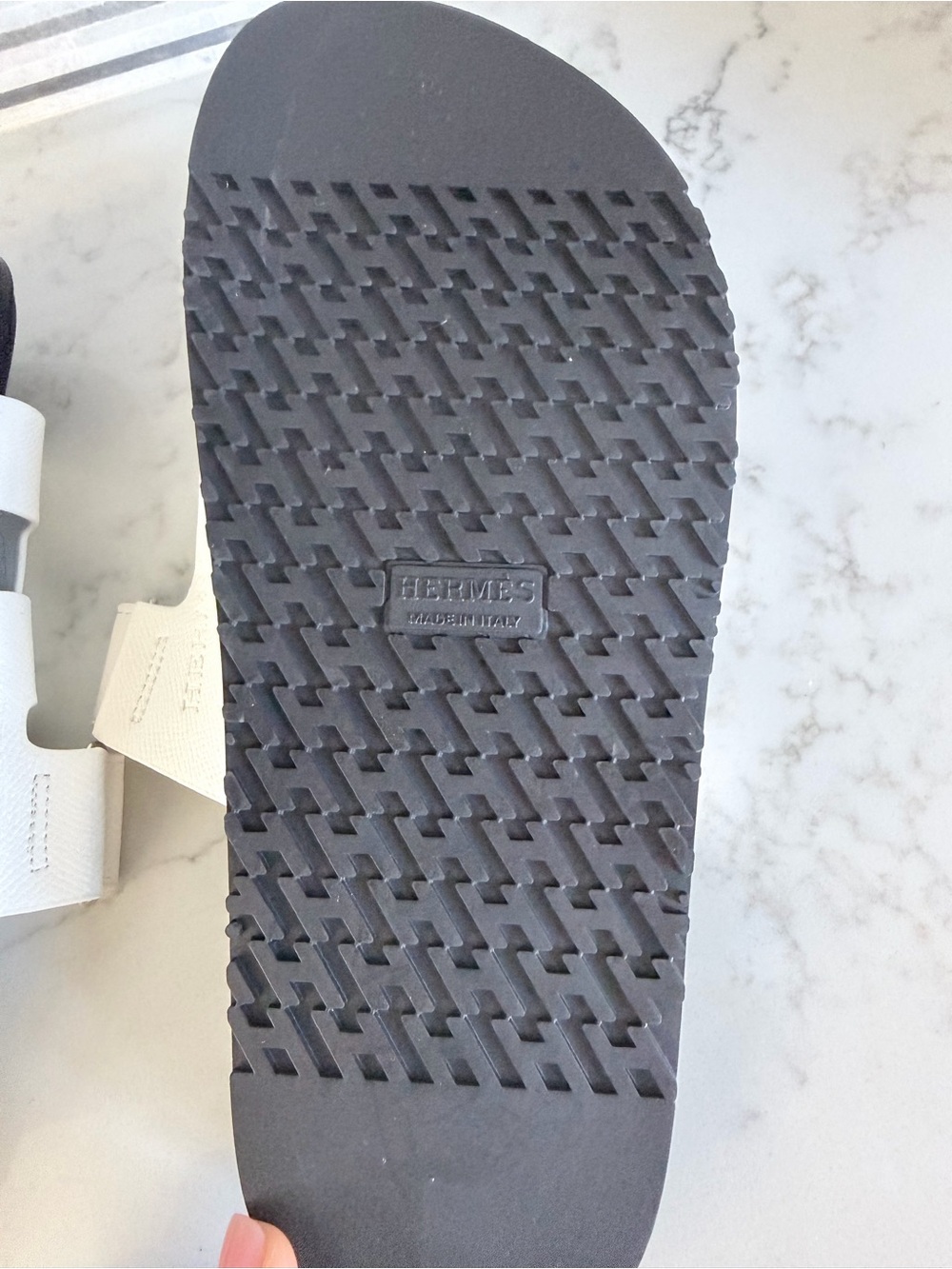 Hermes white Cutout Strap Slide Sandals - Black Footbed size 6 - Picture 4 of 12